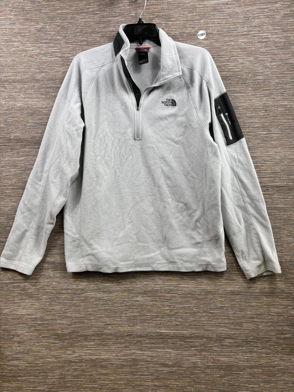 The North Face Fleece Jacket Mens Large Gray 1/4 Zip Pullover Sleeve Pocket